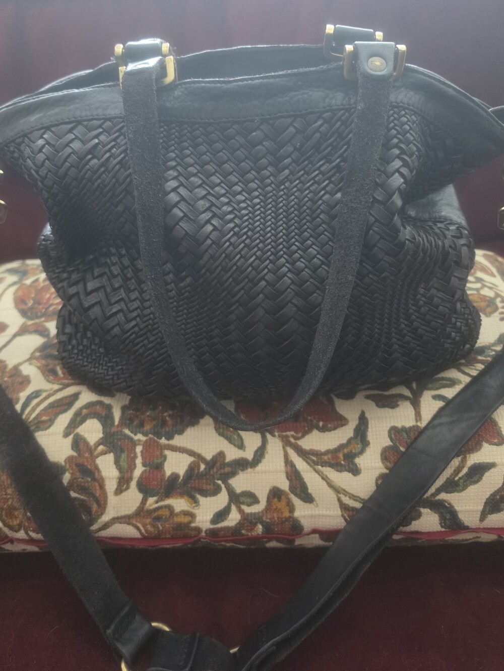 Campomaggi Woven Shoulder/crossbody Bag Black Italian Leather Black W/ Dustbag